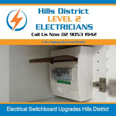 Electrical switchboard upgrades with circuit breakers mounted on wall in Hills District